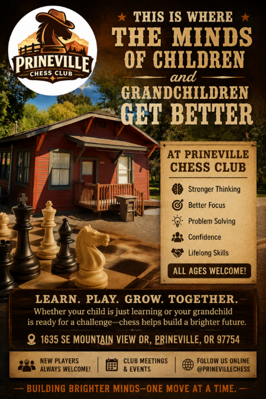 poster promoting the Prineville Chess Club